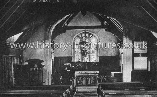 The Interior of St Andrew Church, Greensted-Juxta-Ongar, Essex. c.1920.